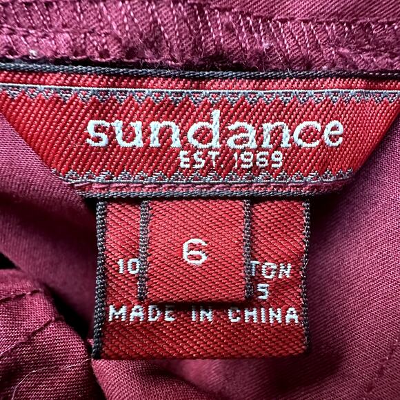 Sundance A Line Pleated Mini Skirt Bow Coquette 100% Cotton Tie Side Zip Red 6 - Picture 3 of 5